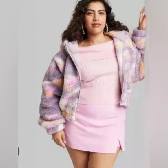 NWT Wild Fable Light Pink High Rise Bodycon Mini Skort - Picture 1 of 13